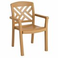 Grosfillex 45451408 / US451408 Sanibel Teakwood Stacking Resin Armchair - Pack of 4, 4PK 38345451408PK